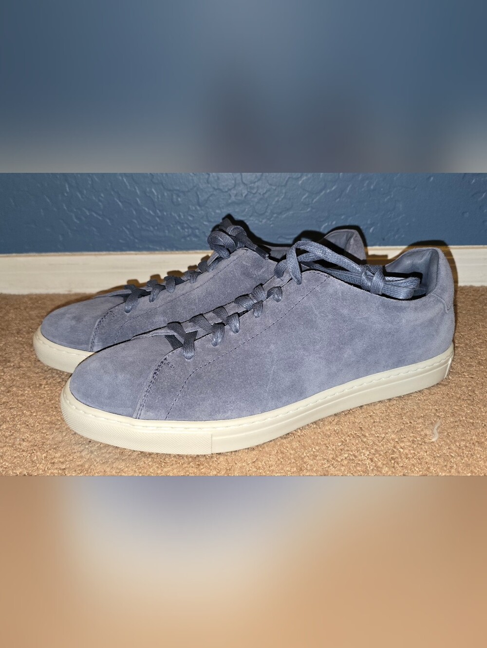 Peter Millar Vantagr Lite Suede Low-Top Sneakers in Dusty Blue